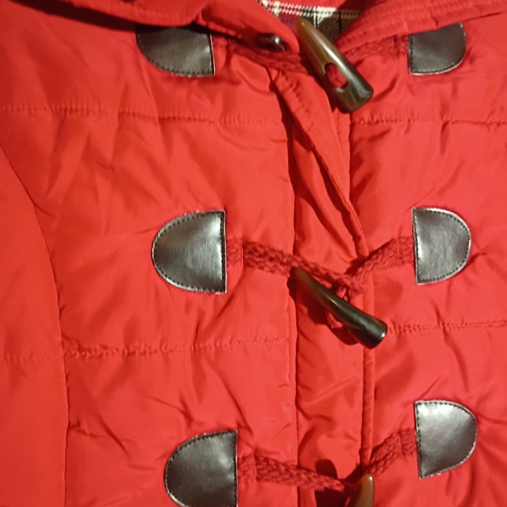 Love Tree Puffer Vest, Female, Women Large Red Toggle Hooded Cinched Back